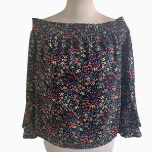 LUCKY BRAND Off The Shoulder Floral Bohemian Blouse